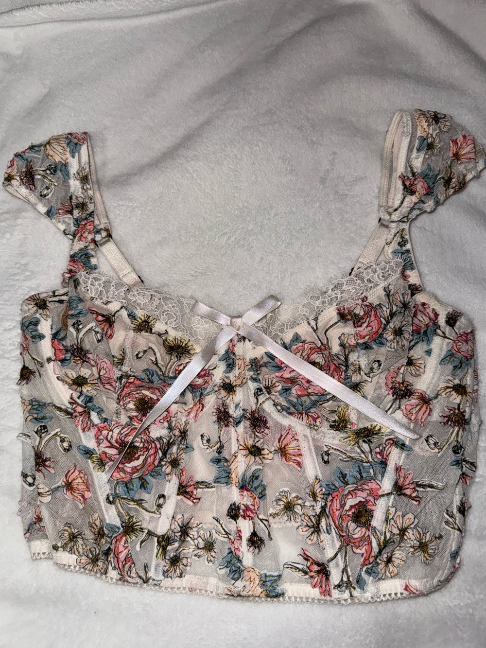 Victoria's Secret Cream Floral Lace Bralette
